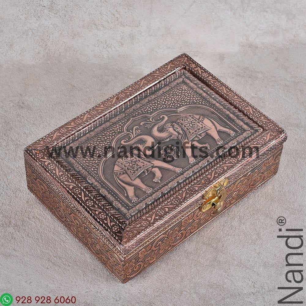 Elephant Copper Oxidised Box 7x5