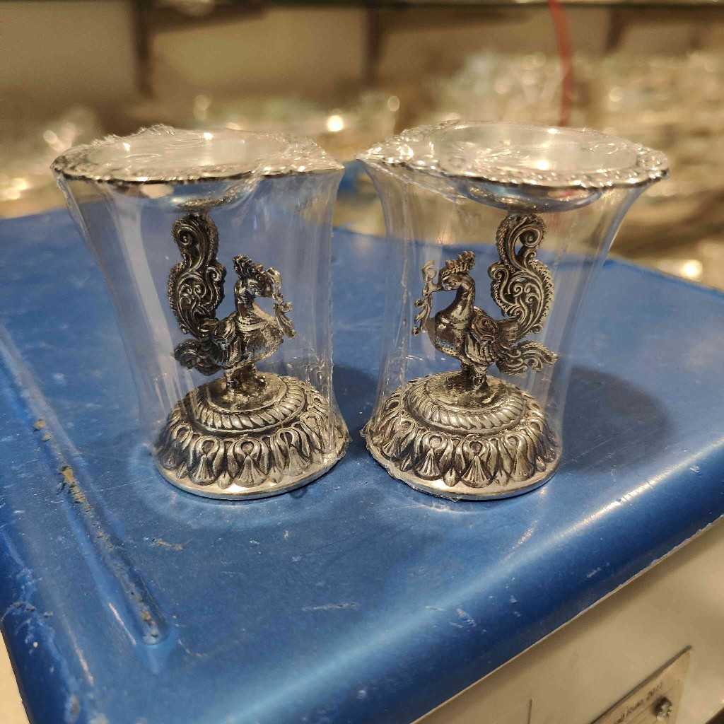 GS ANTIQ PEACOCK DIYA SMALL PAIR