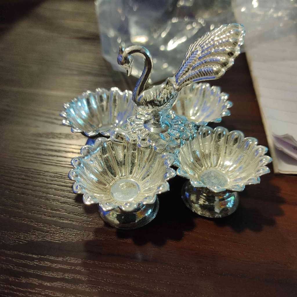 GS Fancy Peacock Kumkum holder 4 Bowl