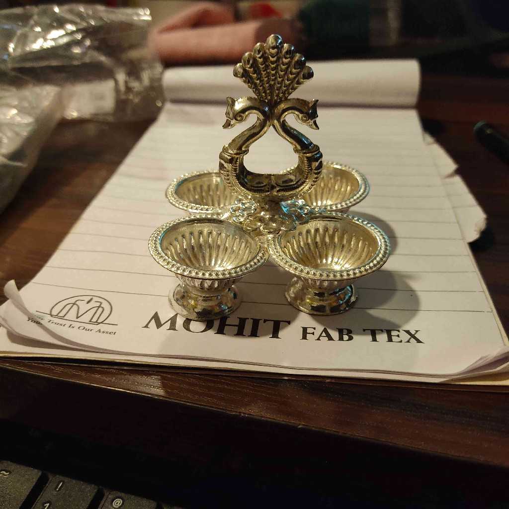 GS Peacock Kumkum holder 4 Bowl