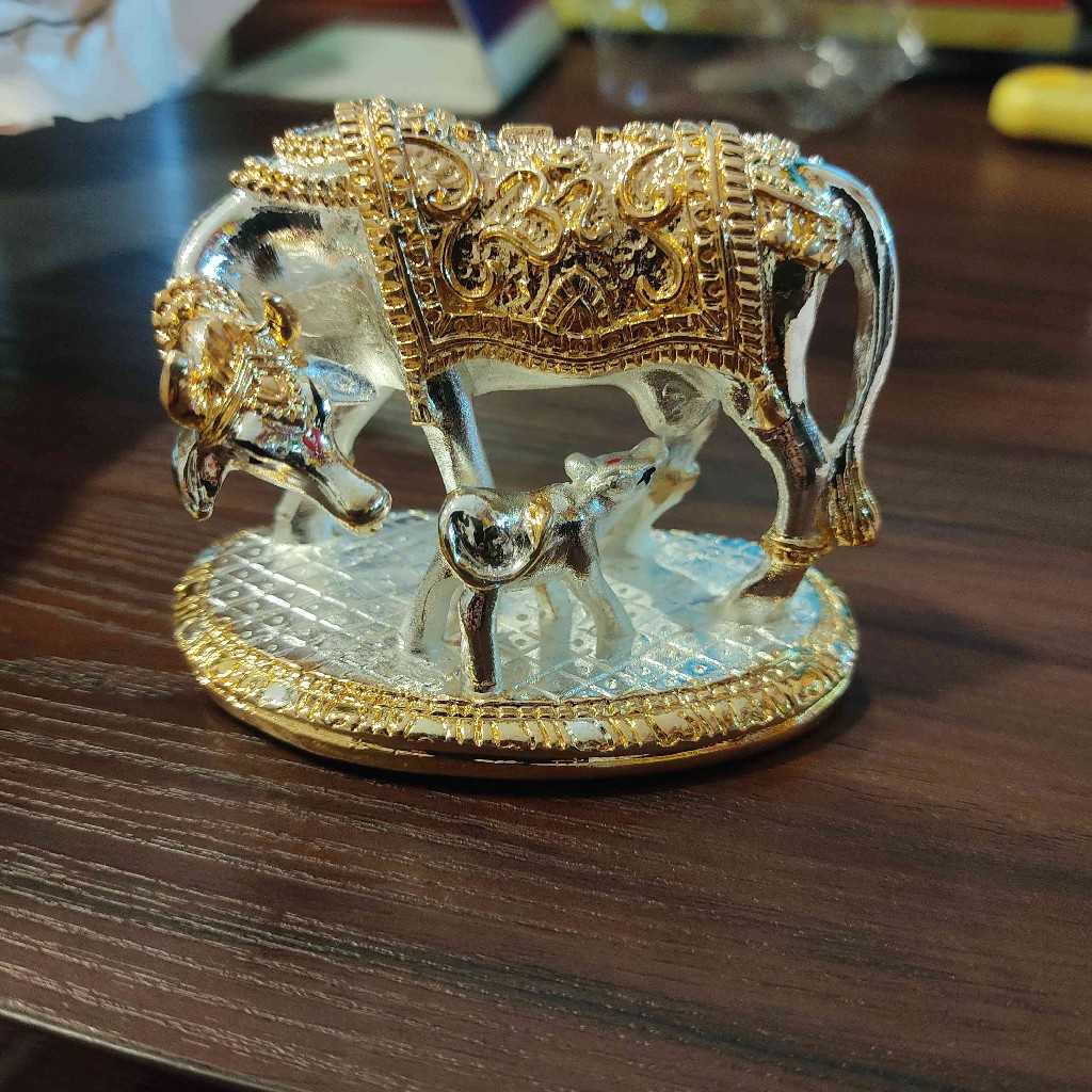 COW N CALF GOLD AND SILVER PLATE SMALL
