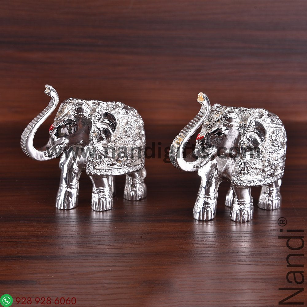 Silver Plated Elephant Pair 3