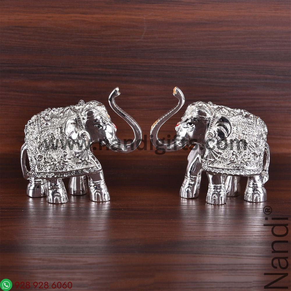 Silver Plated Elephant Pair 3