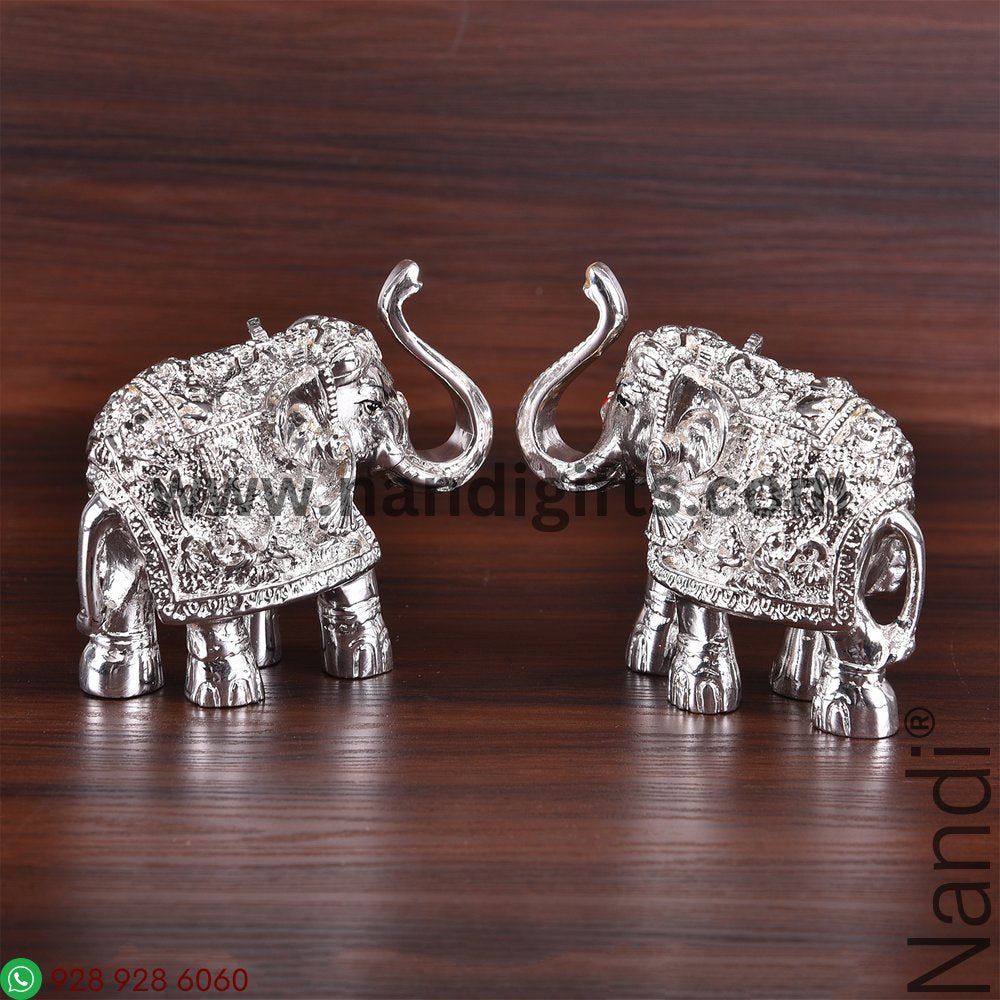 Silver Plated Elephant Pair 3