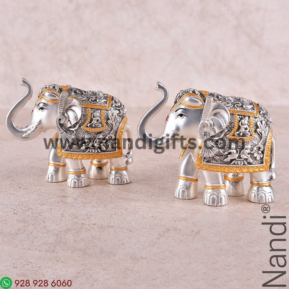 Silver Antiq Elephant Pair 3