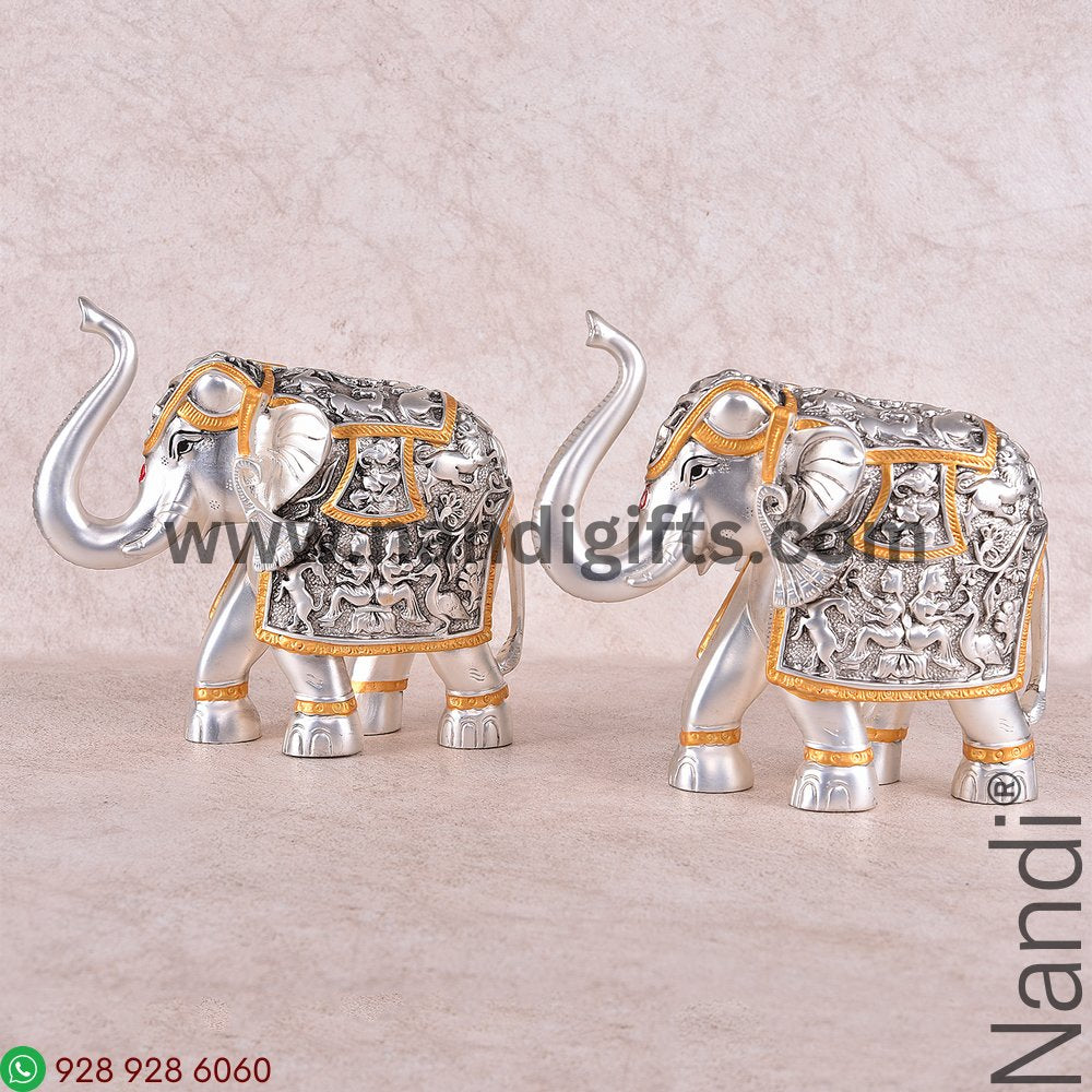 Silver Antiq Elephant Pair 6