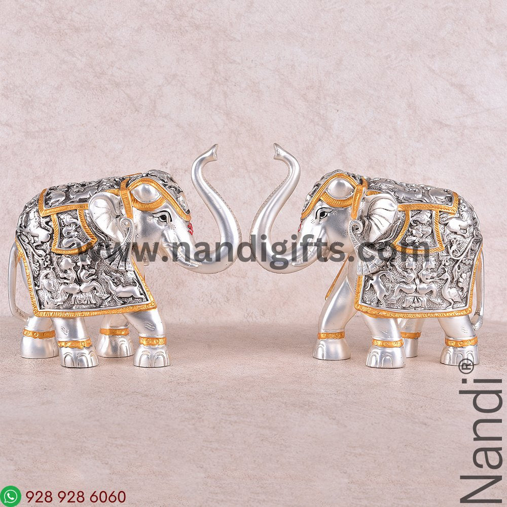 Silver Antiq Elephant Pair 6