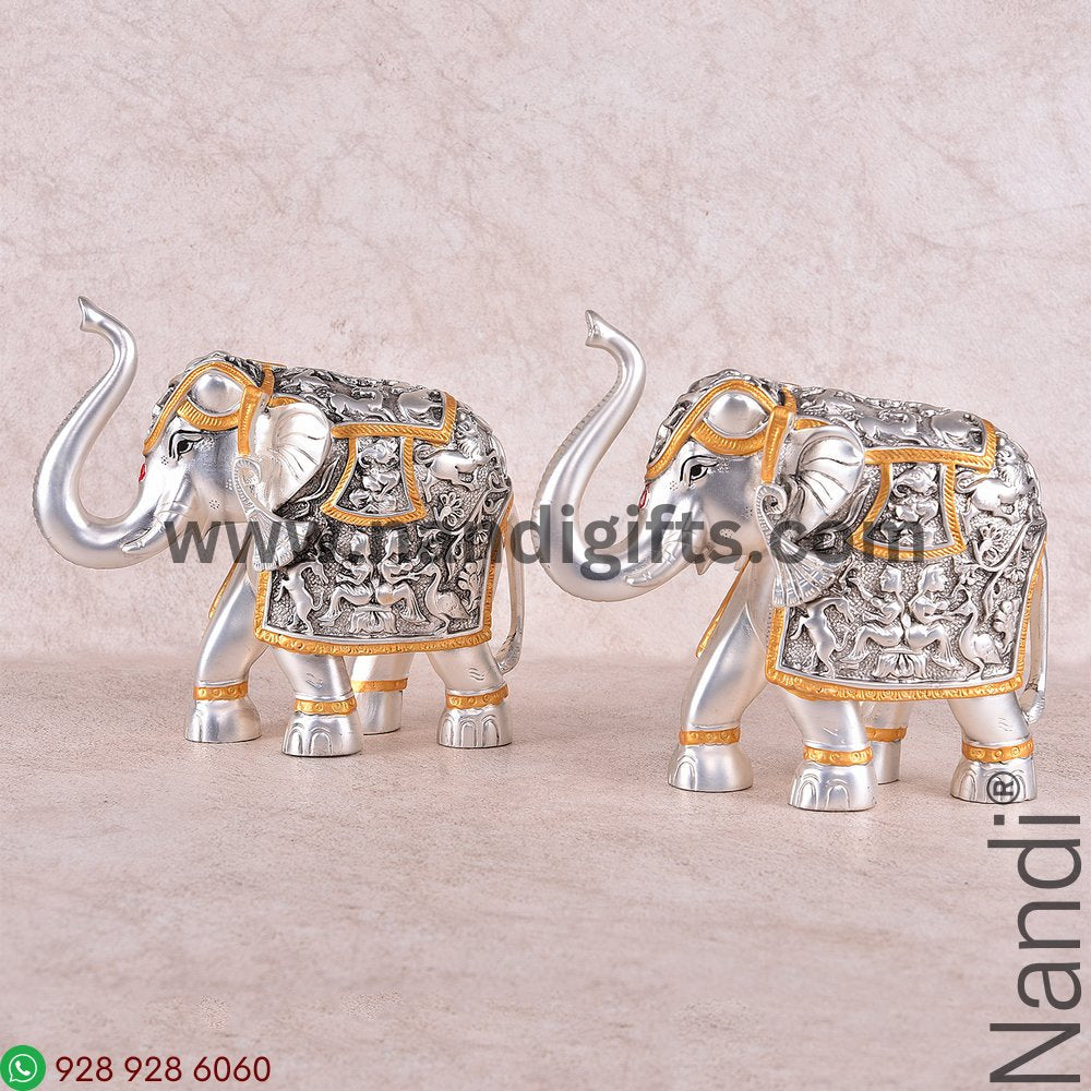 Silver Antiq Elephant Pair 6