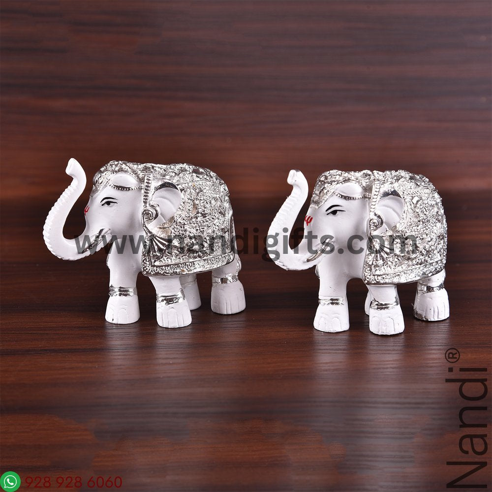 Silver Plated White Elephant Pair 3