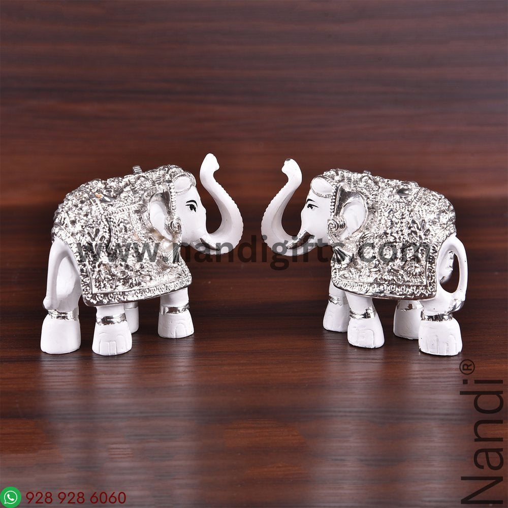 Silver Plated White Elephant Pair 3