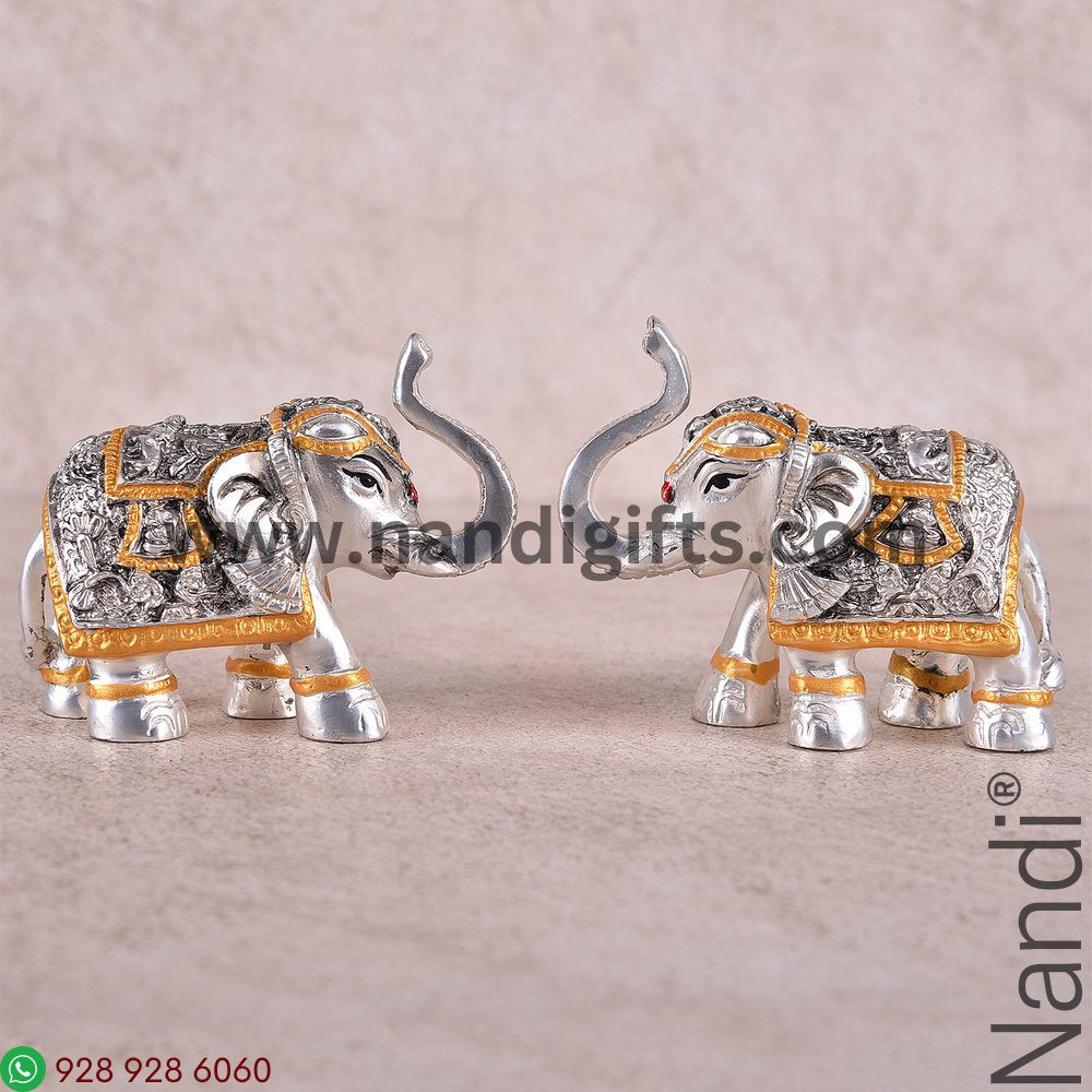 Silver Antiq Elephant Pair 2