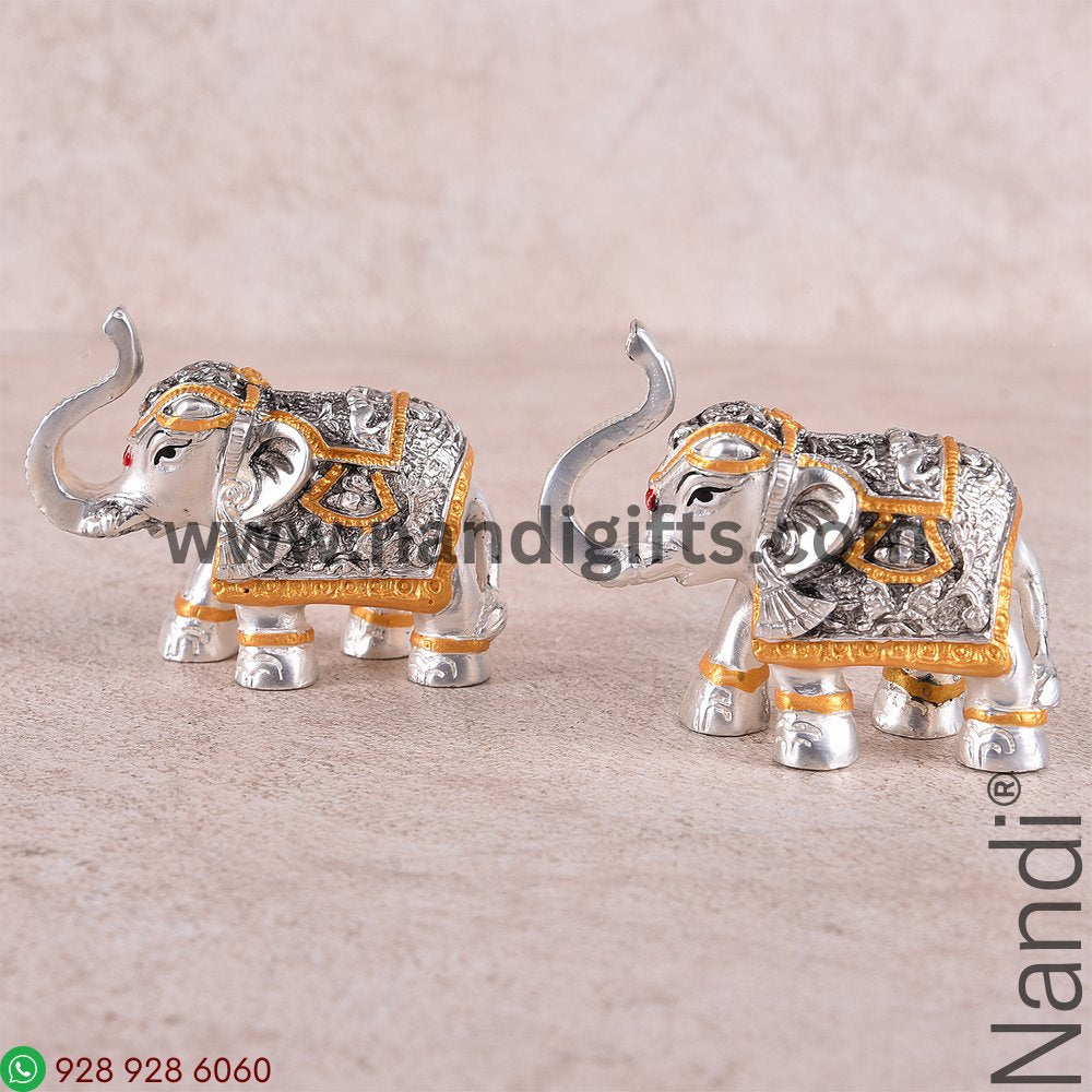 Silver Antiq Elephant Pair 2