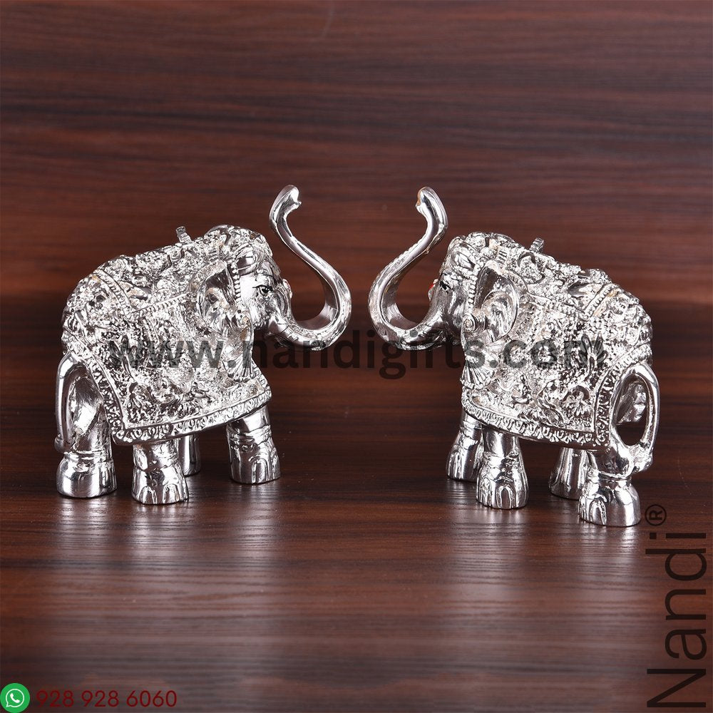 Silver Plated Elephant Pair 2