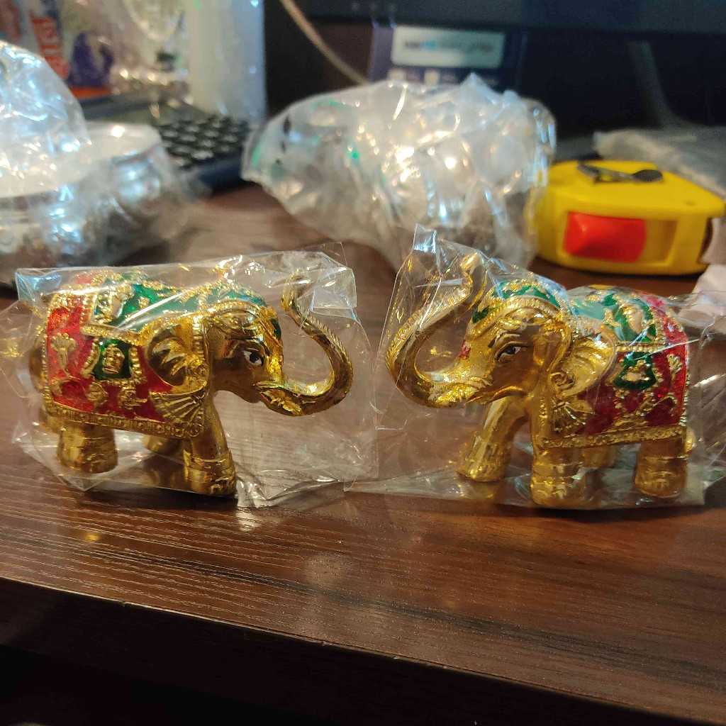 Gold Plated Minakari Elephant Pair 2