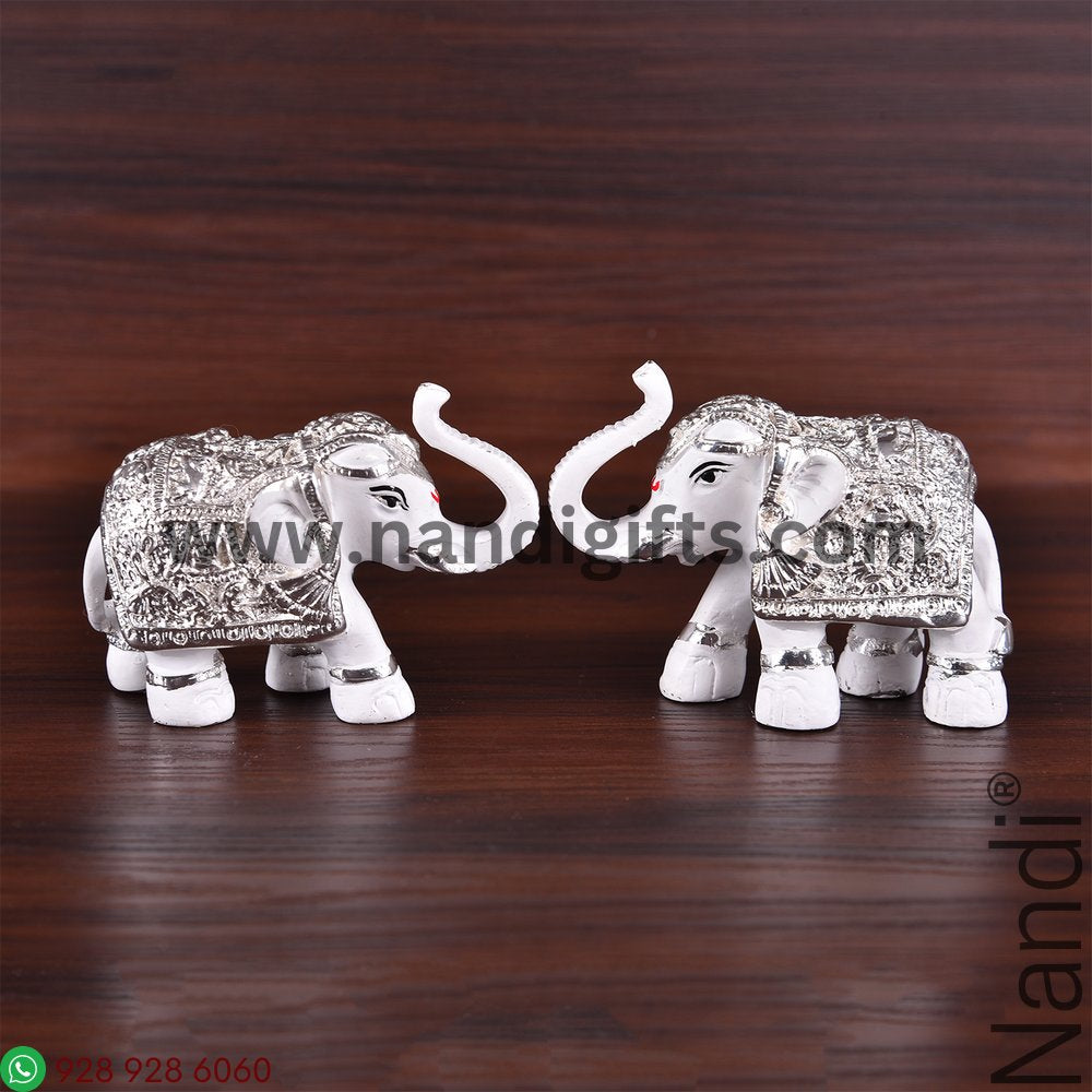 Silver Plated White Elephant Pair 2