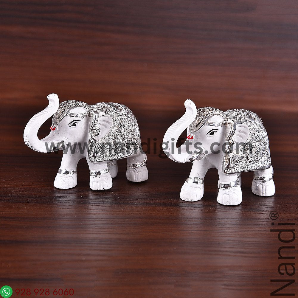 Silver Plated White Elephant Pair 2
