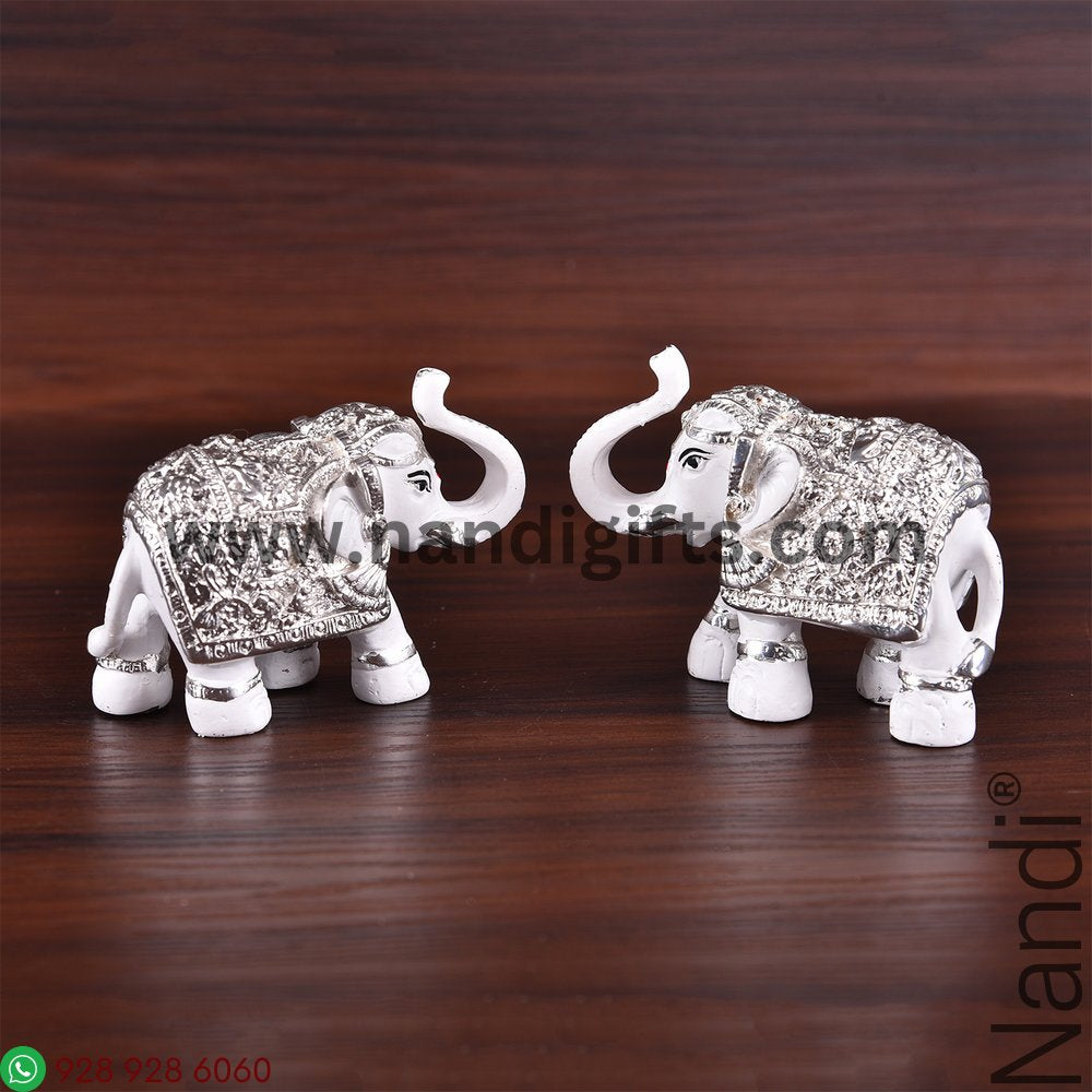 Silver Plated White Elephant Pair 2