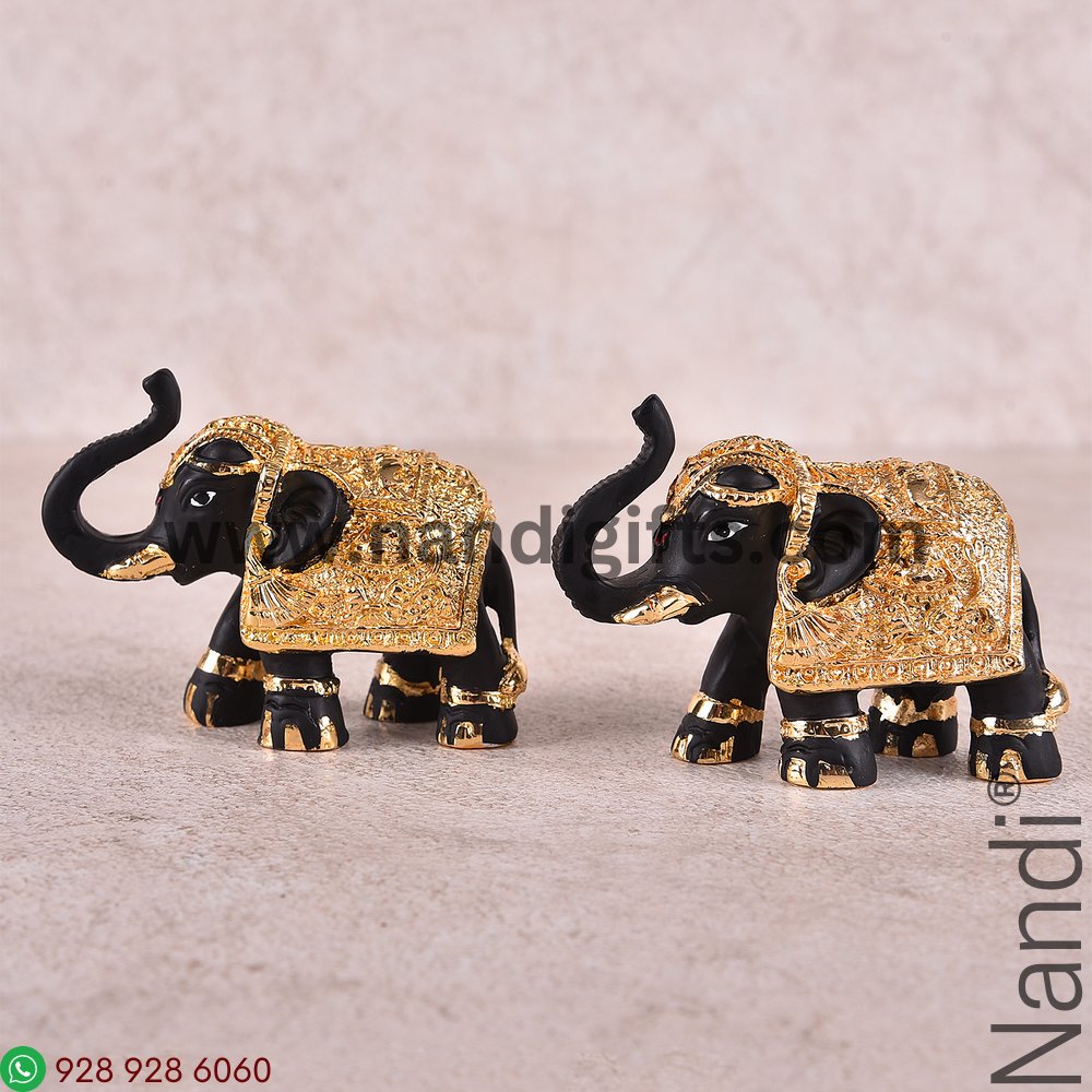 Mini Gold Plated Polyresin Elephant Pair