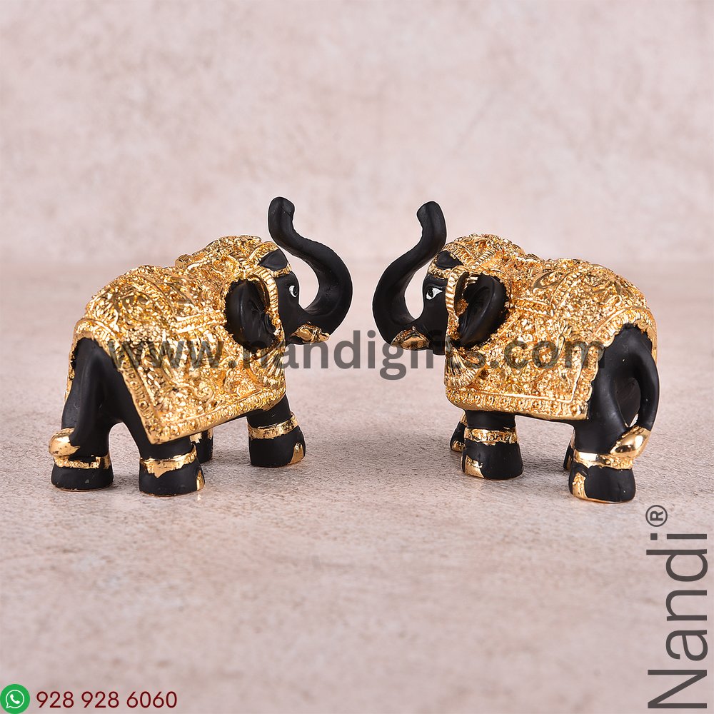 Mini Gold Plated Polyresin Elephant Pair