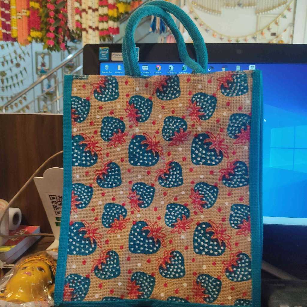 Jute Bag Strawberry 12X14