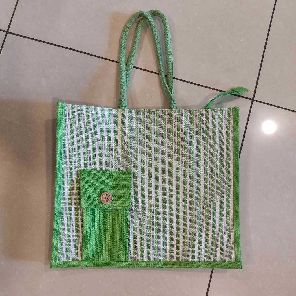 Jute Bag Stripes 14X16
