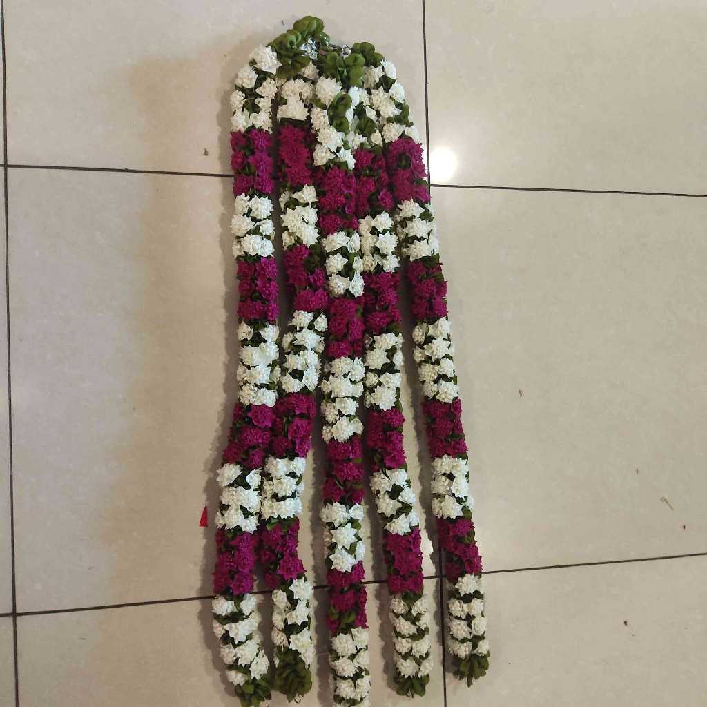 Artificial Sevanthi Mala String Purple With White