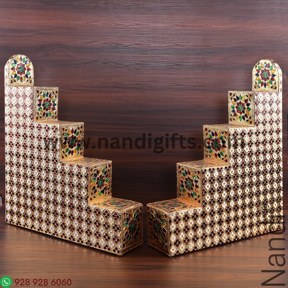 Diya Steps Golden Minakari Pair