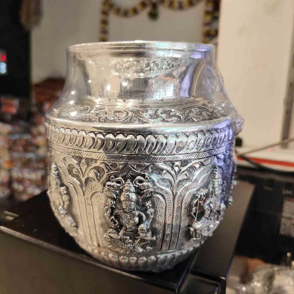 ANTIQUE GERMAN SILVER ASHTALAKSHMI KALASH 470