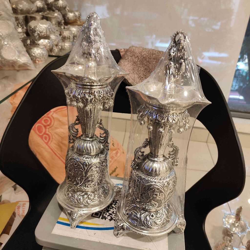 Antiq German Silver Elephant Base laxmi Ganesh Diya 13