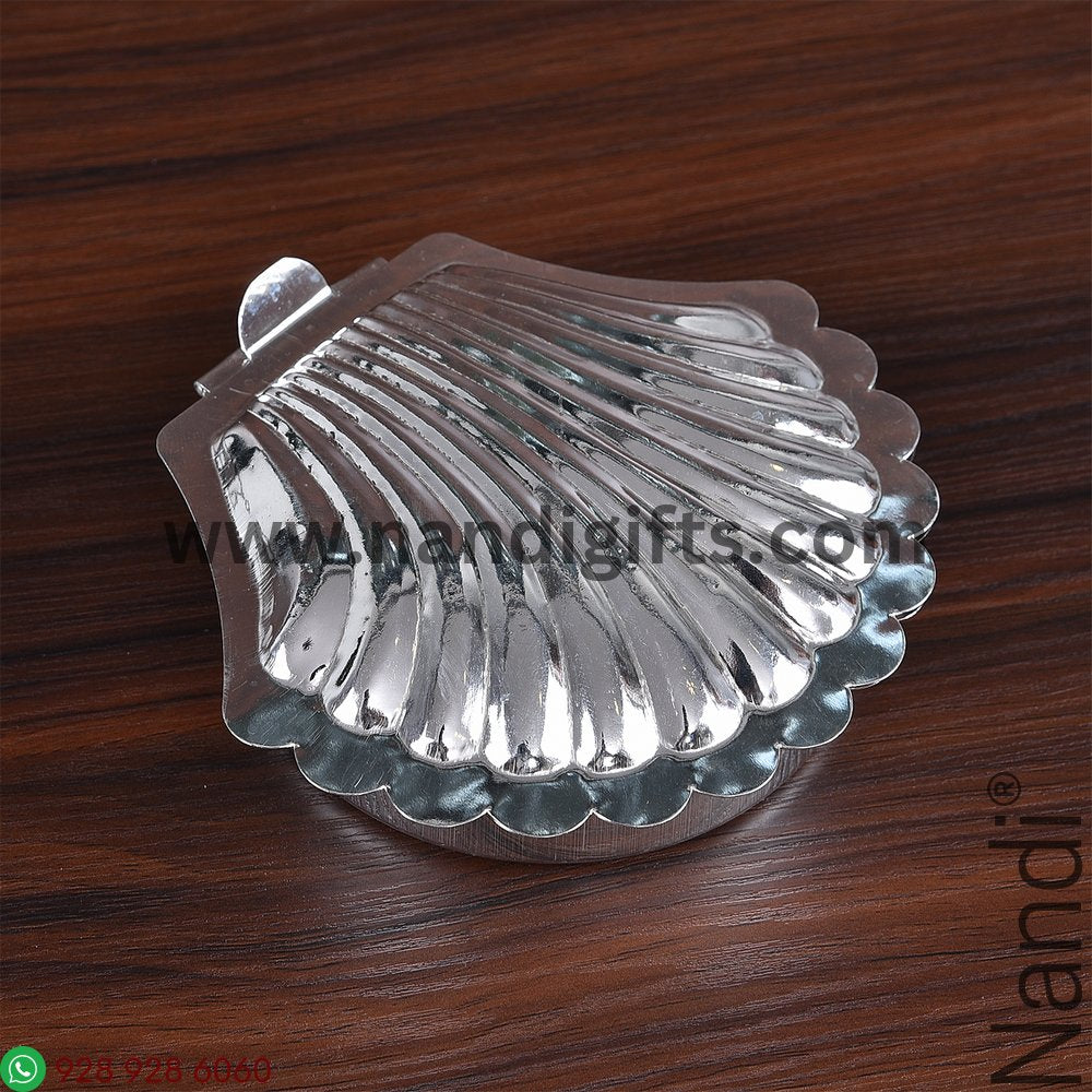 German Silver Shell Kumkum Box