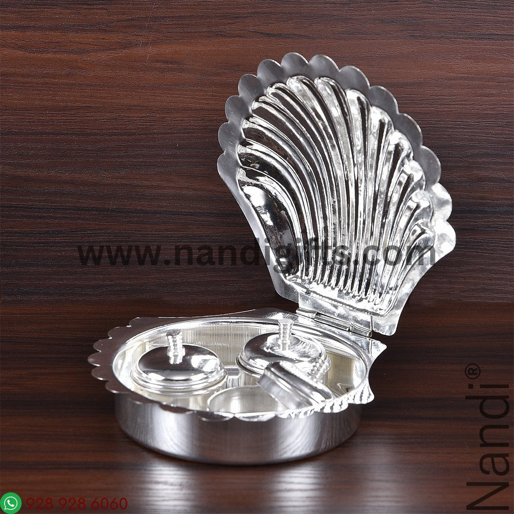 German Silver Shell Kumkum Box