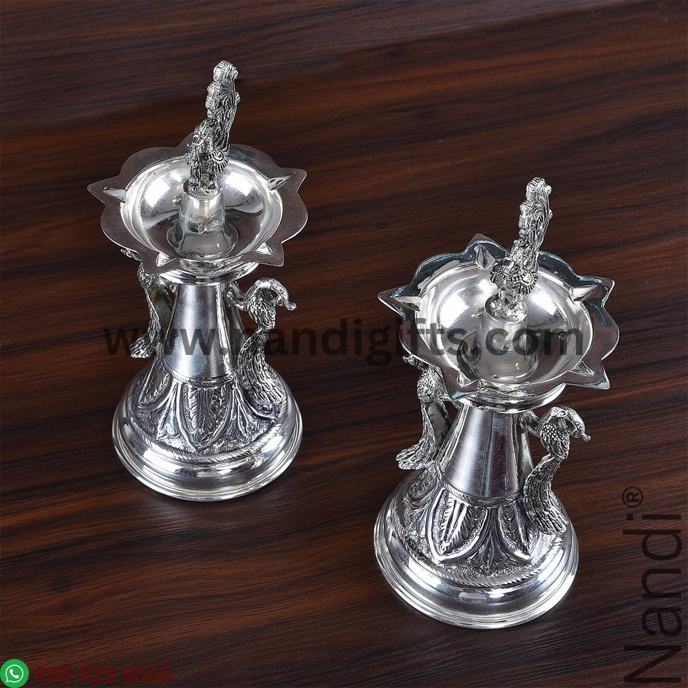 Antiq German Silver peacock Gagra Diya 9 pair