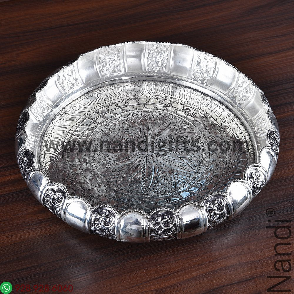 Antiq German Silver Maharaja Thali 12
