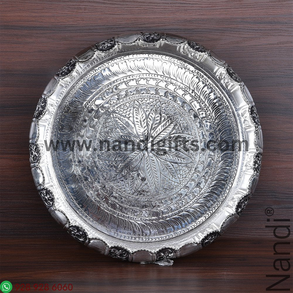 Antiq German Silver Maharaja Thali 12