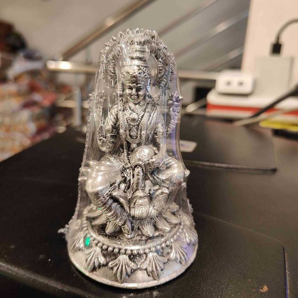 Antiq German Silver Kamal Peeta Lakshmi 3.5