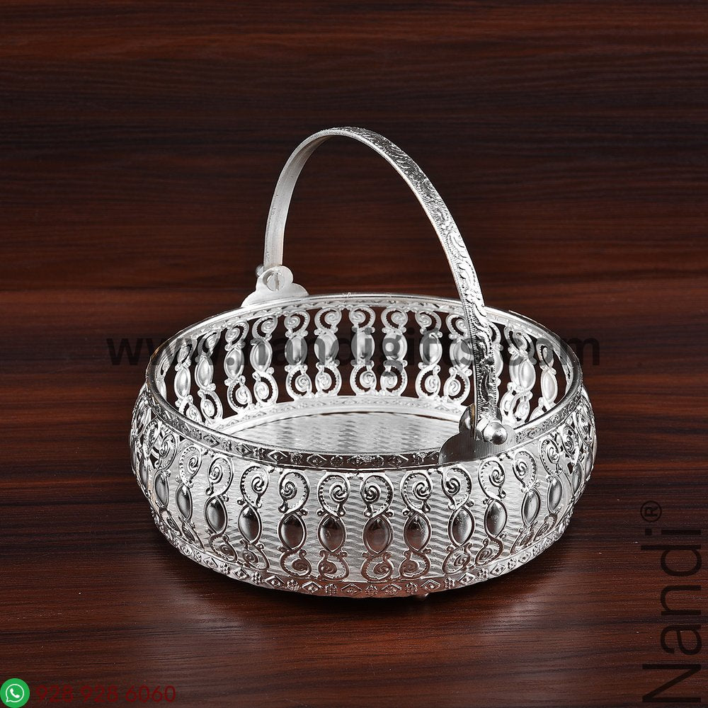Silver Plated Basket With Handle 6