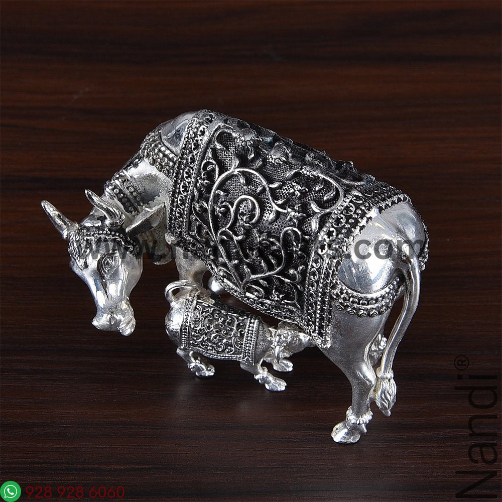 Antiq German Silver Cow And Calf 2.5
