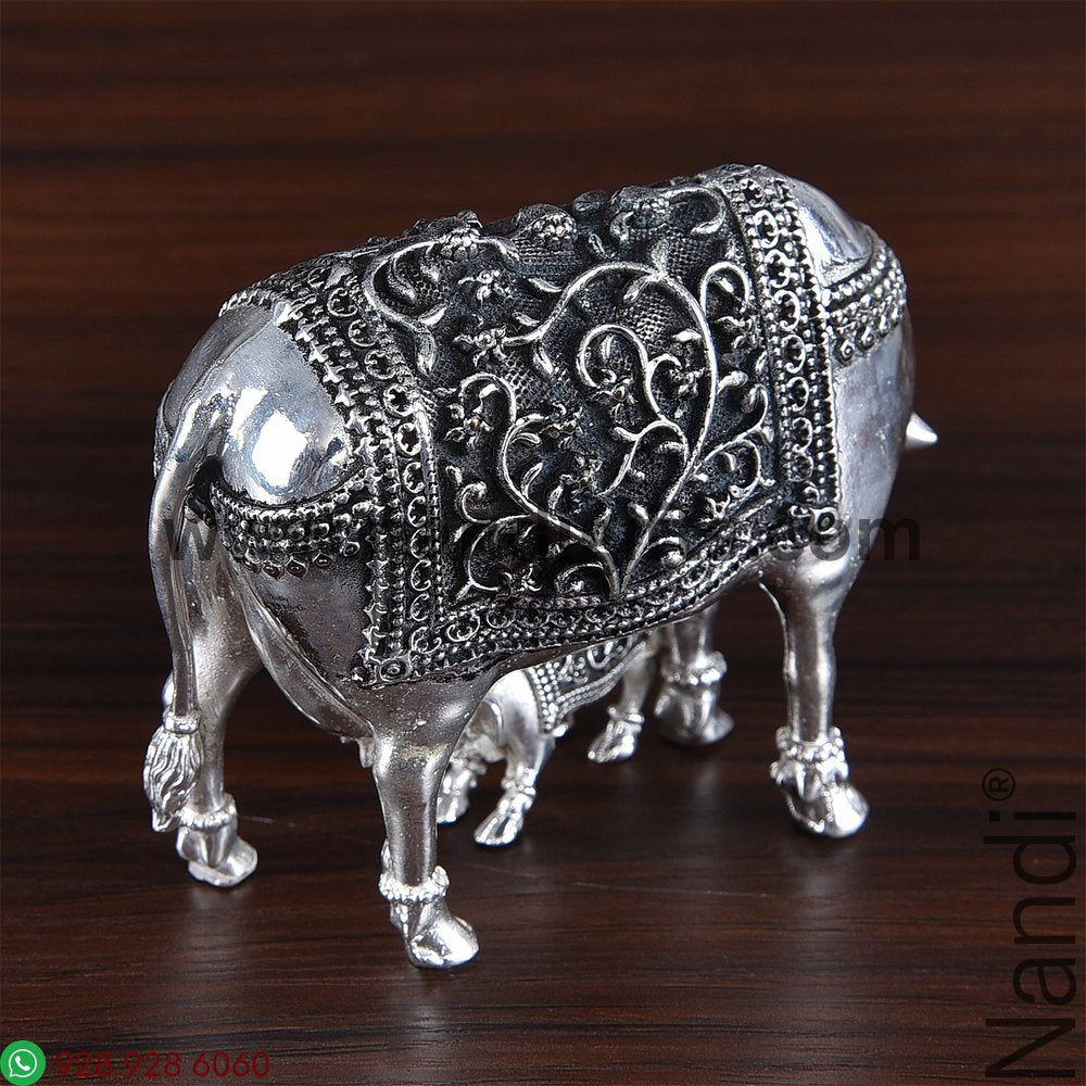 Antiq German Silver Cow And Calf 2.5