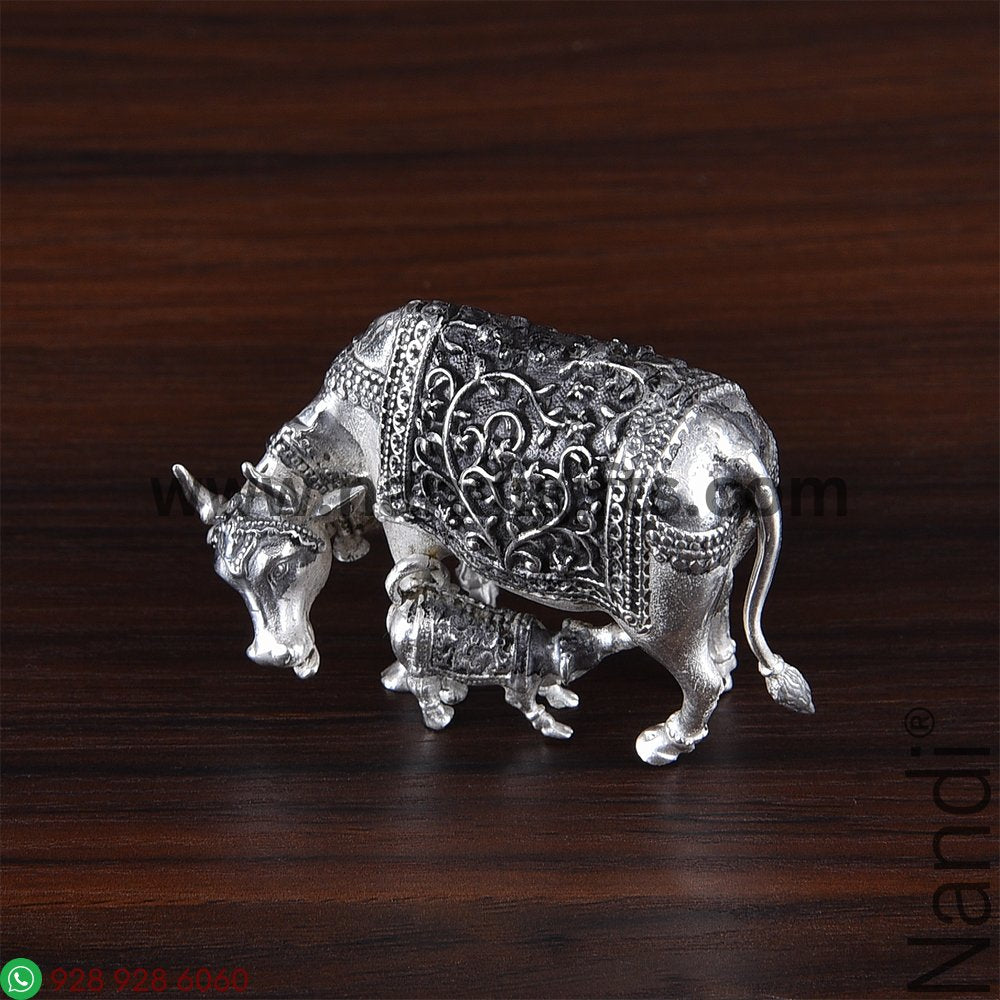 Antiq German Silver Cow And Calf 1.5