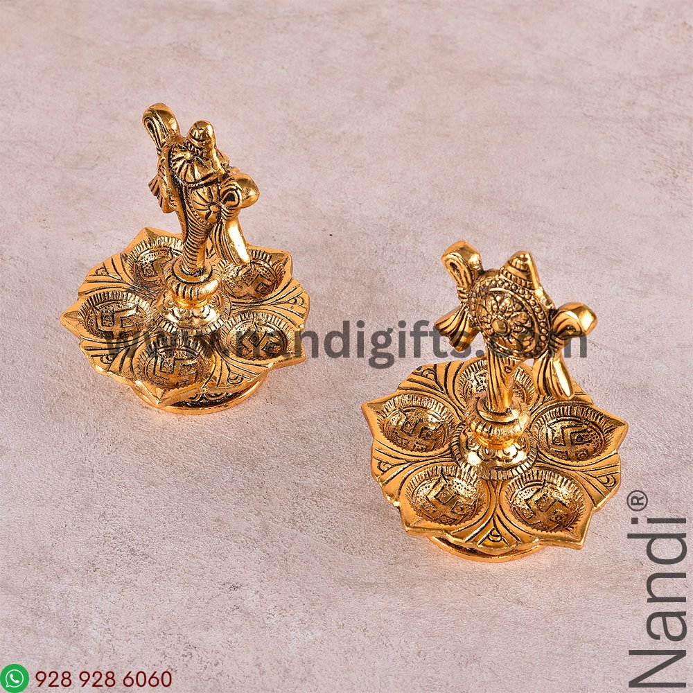 Shanku Chakra Diya Antiq Gold Pair