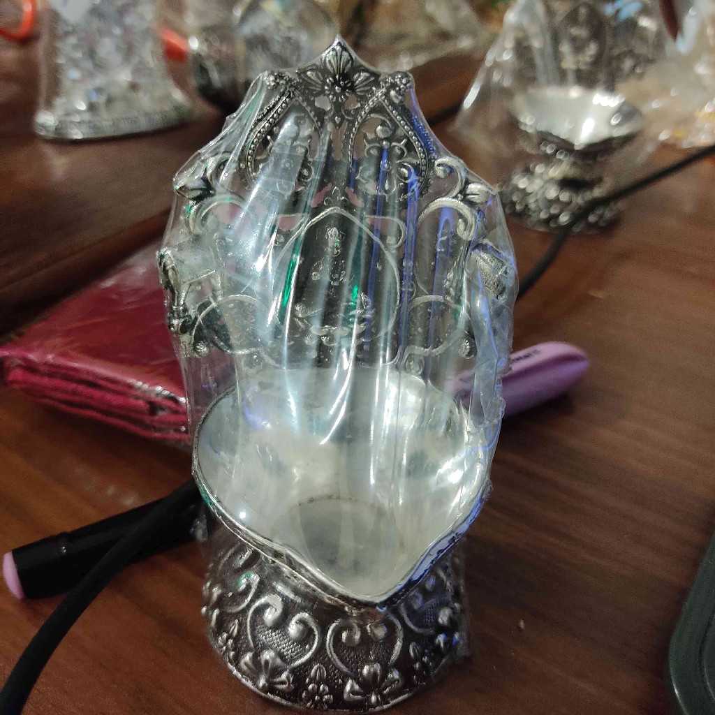 ANTIQUE GERMAN SILVER LAKSHMI DIYA SMALL