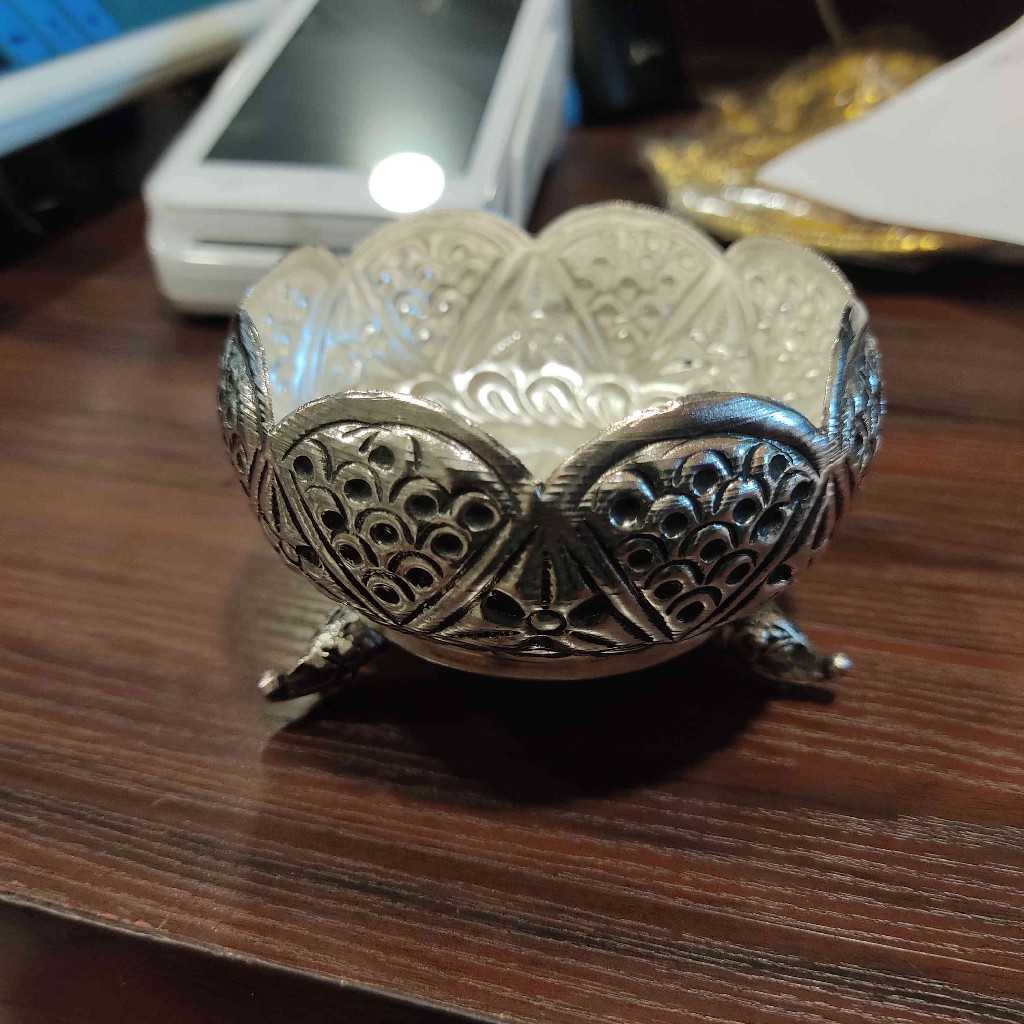 antique german silver kumkum bowls with stand