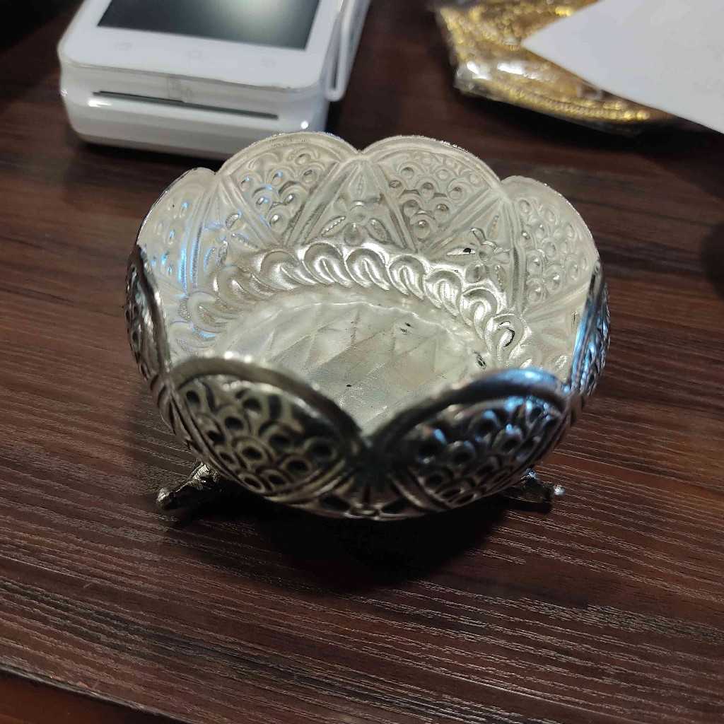 antique german silver kumkum bowls with stand