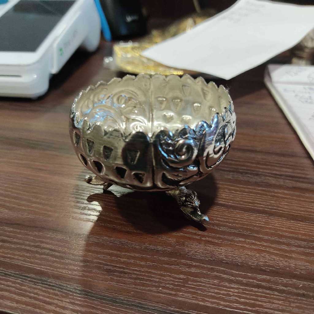 antique gs kumkum bowl with stand small