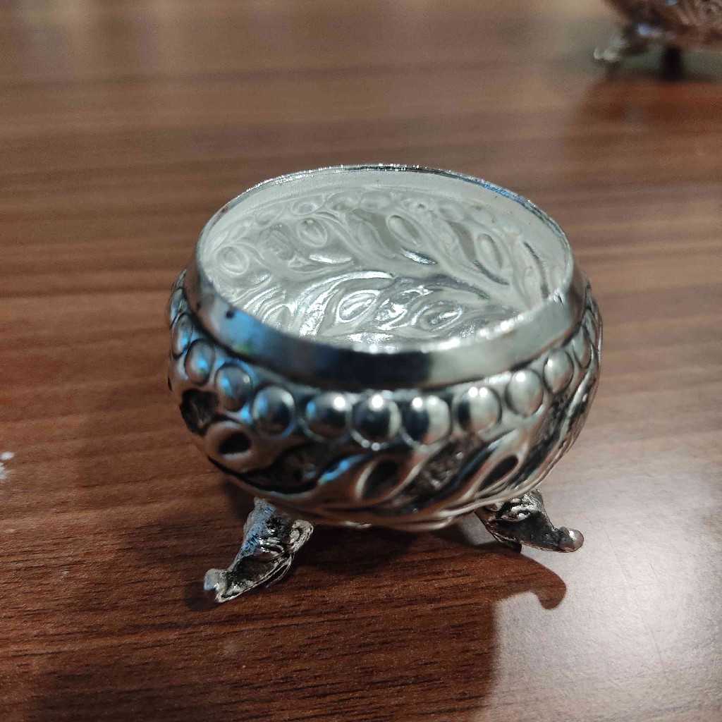 antique gs kumkum bowl with stand mini