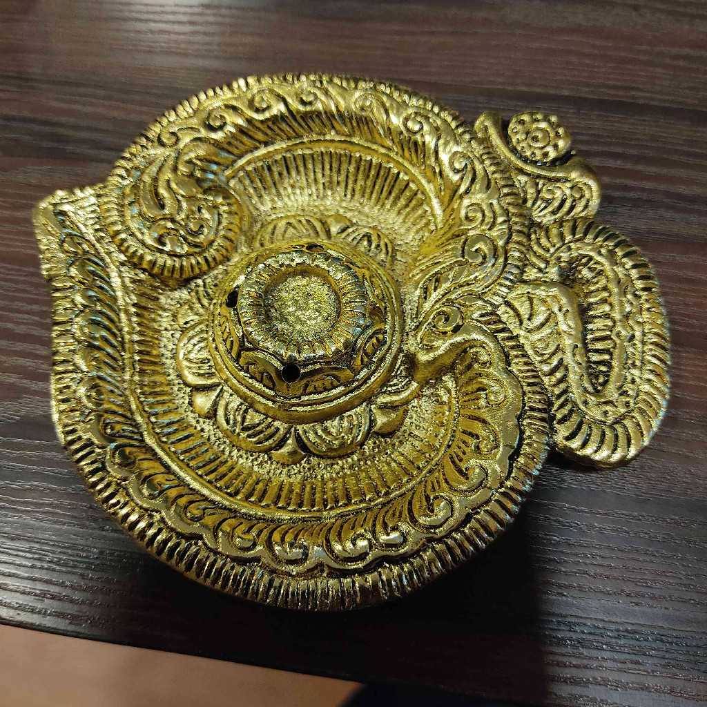 Om Incense Stand Gold Antiq
