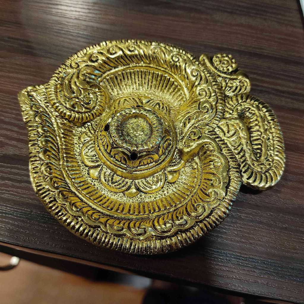 Om Incense Stand Gold Antiq