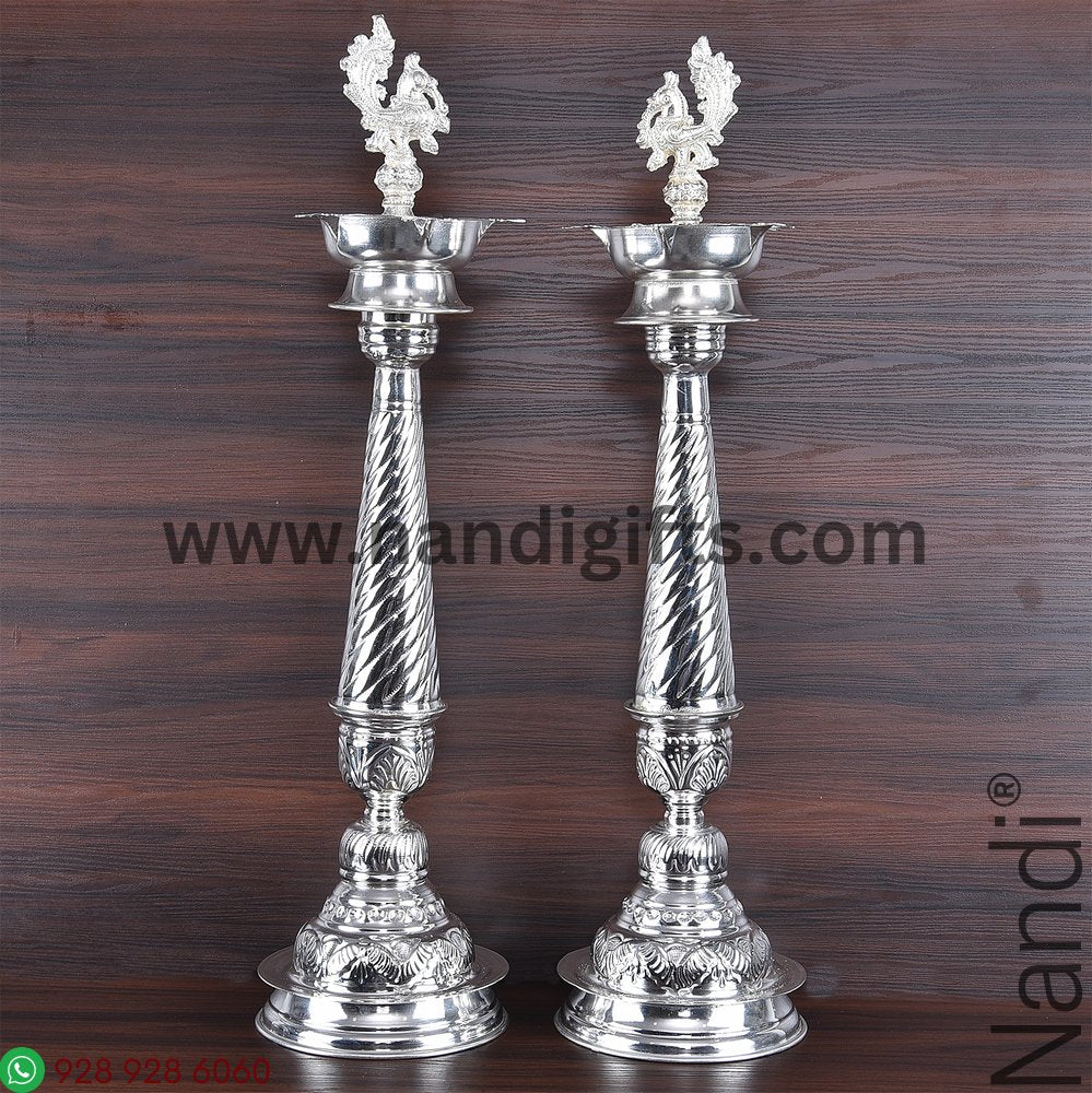 German Silver Peacock Diya 21