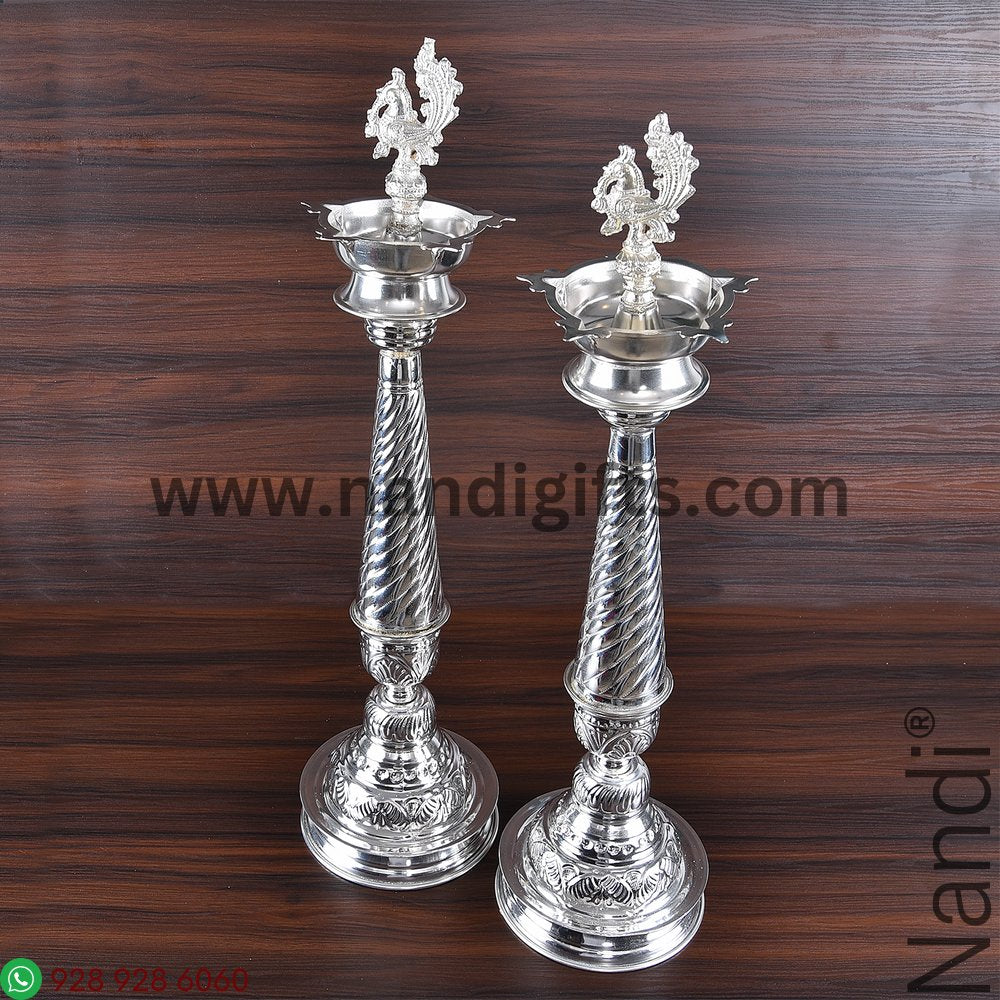 German Silver Peacock Diya 21
