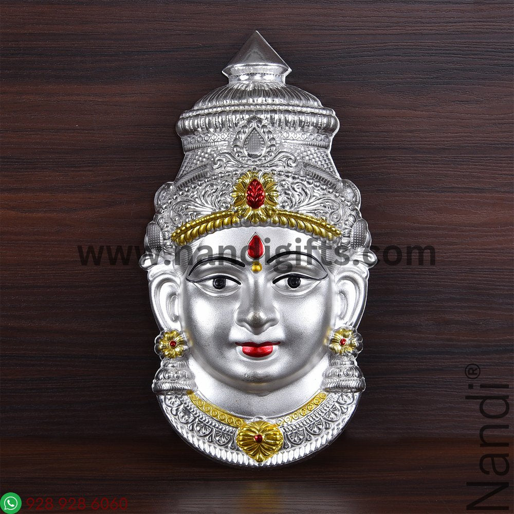 German Silver Lakshmi Face Matt Finish Big 8